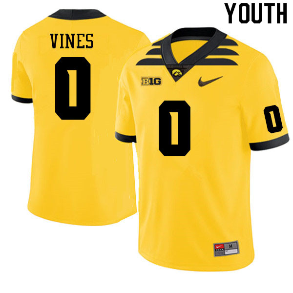 Youth #0 Diante Vines Iowa Hawkeyes College Football Jerseys Sale-Gold - Click Image to Close